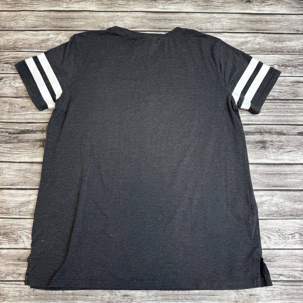 Forever 21 Striped Sleeve Baseball Tee Gray Short Sleeve Top S - Picture 10 of 10
